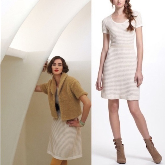 Anthropologie Sparrow Gilt Grid Sweater Dress S - Picture 2 of 12